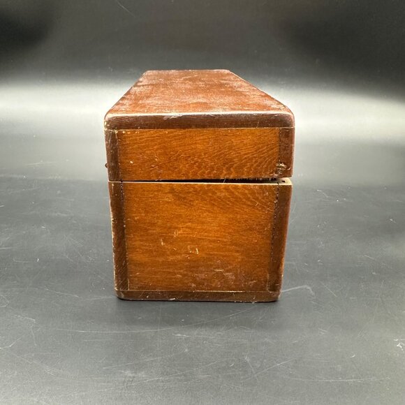 Vintage Wooden Recipe Box Kitchen Storage Hinged Lid 2 Compartments Retro As Is - Picture 4 of 13